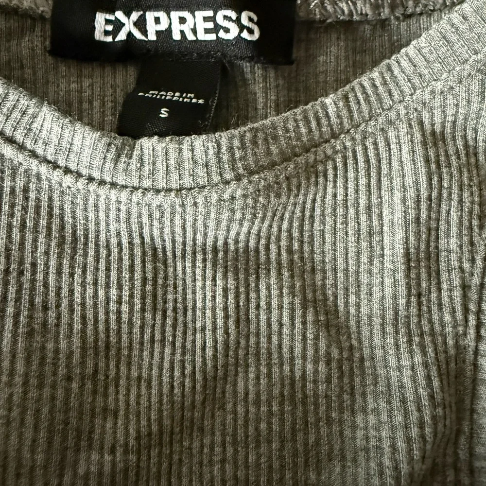Express Gray Ribbed Racerback High-Neck Tank - Picture 4 of 5
